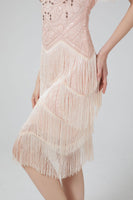 Load image into Gallery viewer, Blush Bodycon Sequins 1920s Dress with Fringes