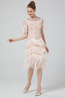 Load image into Gallery viewer, Blush Bodycon Sequins 1920s Dress with Fringes