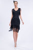 Load image into Gallery viewer, 1920s Flapper Dress Black Fringes 1920s Dress with Sleeveless
