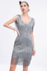 Load image into Gallery viewer, 1920s Flapper Dress Black Fringes 1920s Dress with Sleeveless