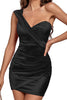 Load image into Gallery viewer, Black One Shoulder Bodycon Short Homecoming Dress