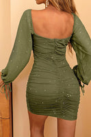 Load image into Gallery viewer, Army Green Long Sleeves Sweetheart Short Cocktail Dress