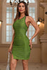 Load image into Gallery viewer, Green Bodycon Short Cocktail Dress With Criss Cross Back