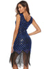 Load image into Gallery viewer, Black Golden Roaring 20s Gatsby Fringed Flapper Dress