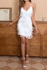 Load image into Gallery viewer, Spaghetti Straps White Homecoming Dress with Fringes