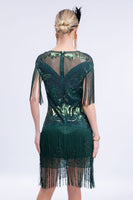 Load image into Gallery viewer, Black Grey Sequins Roaring 20s Gatsby Fringed Flapper Dress
