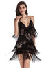 Load image into Gallery viewer, Black Sequin Spaghetti Straps Short Cocktail Dress With Fringes