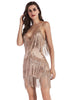Load image into Gallery viewer, Black Sequin Spaghetti Straps Short Cocktail Dress With Fringes