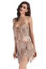 Load image into Gallery viewer, Black Sequin Spaghetti Straps Short Cocktail Dress With Fringes