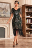 Load image into Gallery viewer, Red V Neck Fringe 1920s Gatsby Dress With Sequins