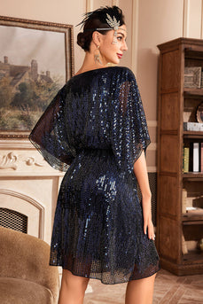 Navy Sparkly 1920s Dress with Sequins