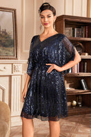 Load image into Gallery viewer, Sparkly Golden V-Neck 1920s Dress with Sequins