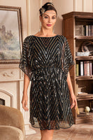 Load image into Gallery viewer, Glitter Sequins 1920s Dress with Batwing Sleeves