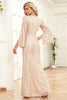 Load image into Gallery viewer, Sparkly Champange Mermaid Long Prom Dress With Long Sleeves