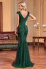 Load image into Gallery viewer, Glitter Dark Green Mermaid Long Appliqued Prom Dress