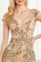 Load image into Gallery viewer, Golden Mermaid Long Prom Dress With Appliques