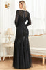 Load image into Gallery viewer, Black Mermaid Round Neck Long Prom Dress With Appliques
