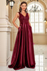 Load image into Gallery viewer, Burgundy Satin A Line Long Prom Dress