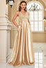 Load image into Gallery viewer, Navy Satin A Line Long Prom Dress