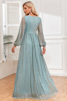 Load image into Gallery viewer, Glitter Light Green Tulle Long Prom Dress