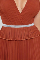 Load image into Gallery viewer, Brick Red Sheath V Neck Long Prom Dress