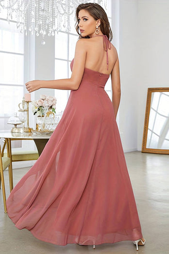 Coral Chiffon High Low Prom Dress