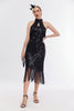 Load image into Gallery viewer, Glitter Halter Fringes Gatsby Dress with Sleeveless