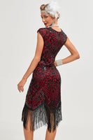 Load image into Gallery viewer, Sparkly Black Bodycon Beaded Fringed 1920s Flapper Dress