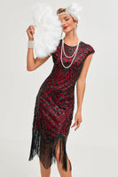 Load image into Gallery viewer, Sparkly Black Bodycon Beaded Fringed 1920s Flapper Dress