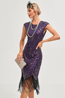 Load image into Gallery viewer, Sparkly Black Bodycon Beaded Fringed 1920s Flapper Dress
