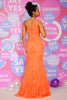 Load image into Gallery viewer, Orange Mermaid One Shoulder Sequins Long Prom Dress