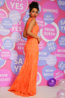 Load image into Gallery viewer, Orange Mermaid One Shoulder Sequins Long Prom Dress