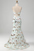 Load image into Gallery viewer, White Two-Piece Sparkly Mermaid Prom Dress with Slit
