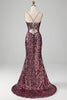 Load image into Gallery viewer, Purple Mermaid Sparkly Prom Dress with Slit