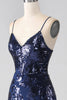 Load image into Gallery viewer, Shimmering Sequin Mermaid Spaghetti Strap Prom Dress with Slit