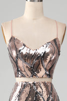 Load image into Gallery viewer, Sparkly Two-piece Sheath Prom Dress with Fringes