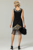 Load image into Gallery viewer, Black Sequins Fringe 1920s Flapper Dress