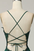 Load image into Gallery viewer, A Line Spaghetti Straps Green Long Prom Dress with Criss Cross Back