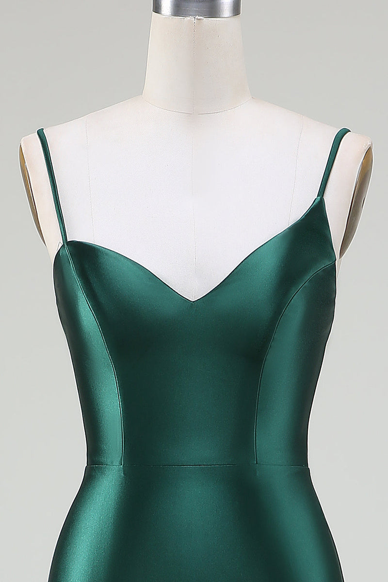 Load image into Gallery viewer, Dark Green Mermaid Spaghetti Straps Sweep Train Prom Dress