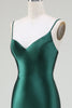 Load image into Gallery viewer, Dark Green Mermaid Spaghetti Straps Sweep Train Prom Dress