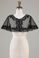 Load image into Gallery viewer, Black Beaded Glitter 1920s Cape for Women