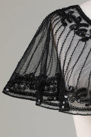Load image into Gallery viewer, Black Beaded Glitter 1920s Cape for Women