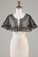 Load image into Gallery viewer, Black Beaded Glitter 1920s Cape for Women