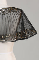 Load image into Gallery viewer, Black Beaded Glitter 1920s Cape for Women