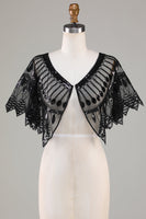 Load image into Gallery viewer, Glitter Black Sequins 1920s Cape with Beading