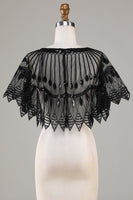 Load image into Gallery viewer, Glitter Black Sequins 1920s Cape with Beading