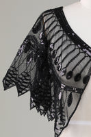 Load image into Gallery viewer, Glitter Black Sequins 1920s Cape with Beading