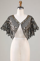 Load image into Gallery viewer, Glitter Black Sequins 1920s Cape with Beading