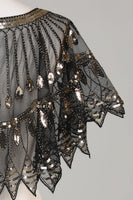 Load image into Gallery viewer, Glitter Black Sequins 1920s Cape with Beading