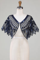 Load image into Gallery viewer, Glitter Black Sequins 1920s Cape with Beading